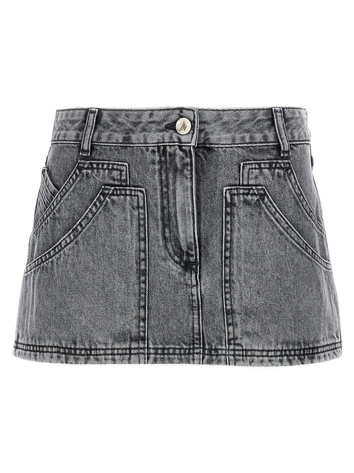 The Attico Gray Cotton Long Skirt
