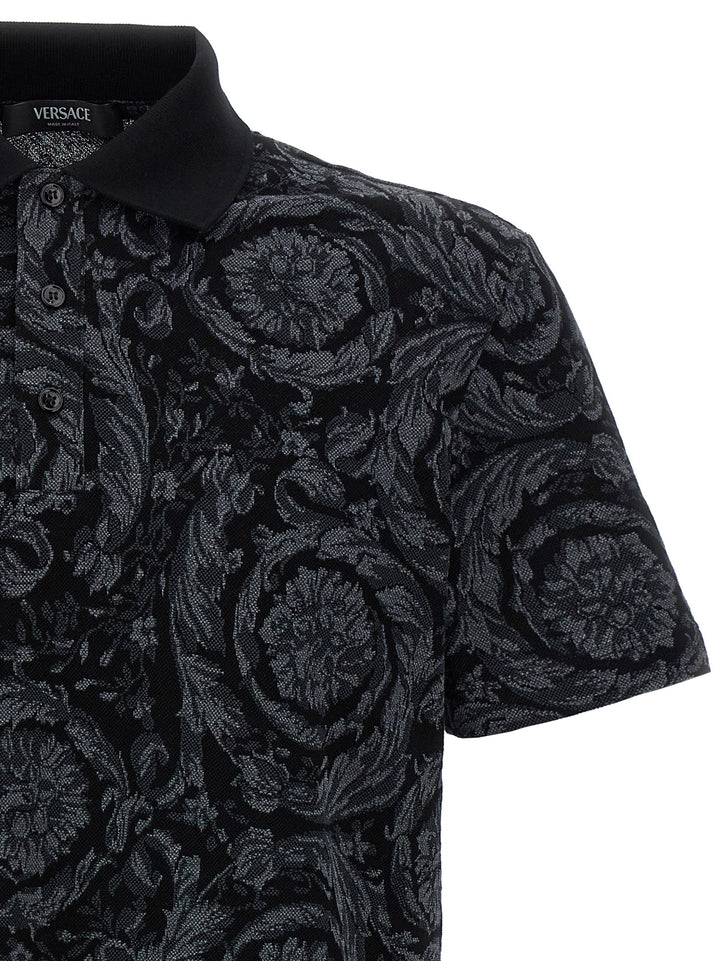 Versace Gray Cotton Polo Shirt