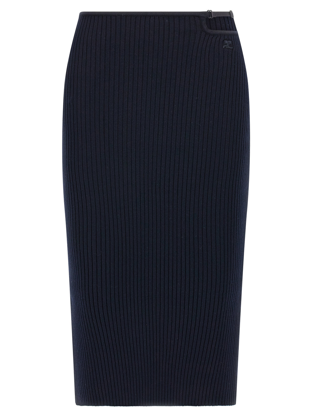 Courrèges Blue Viscose Midi Skirt
