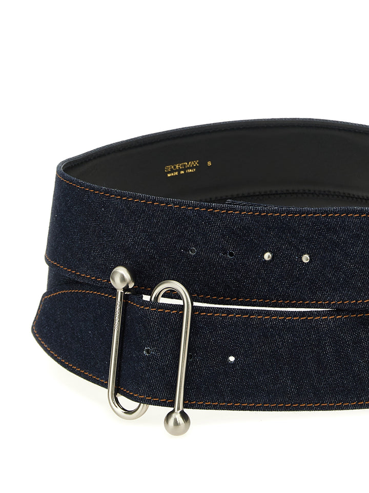 Sportmax Blue Cotton High-Waist Belt