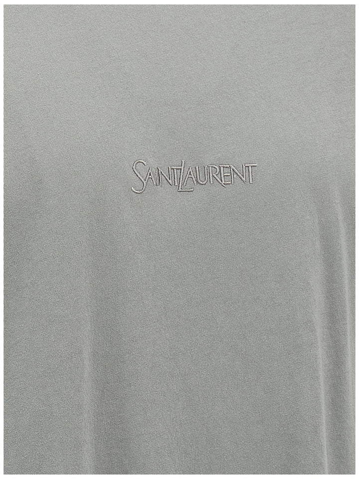 Saint Laurent Gray Cotton T-Shirt