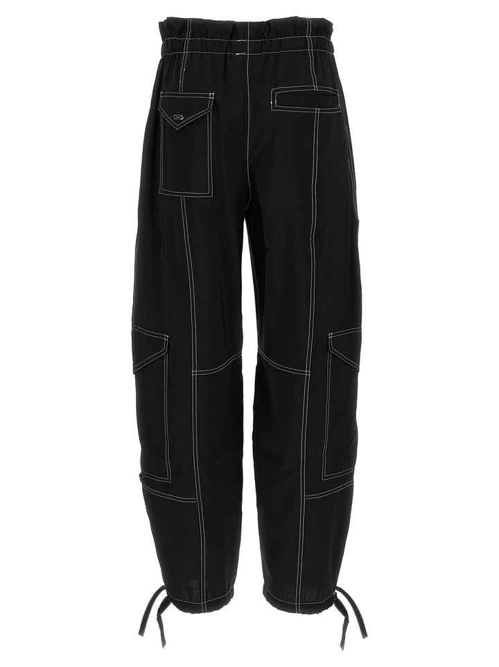 Ganni Black Viscose Casual Pants