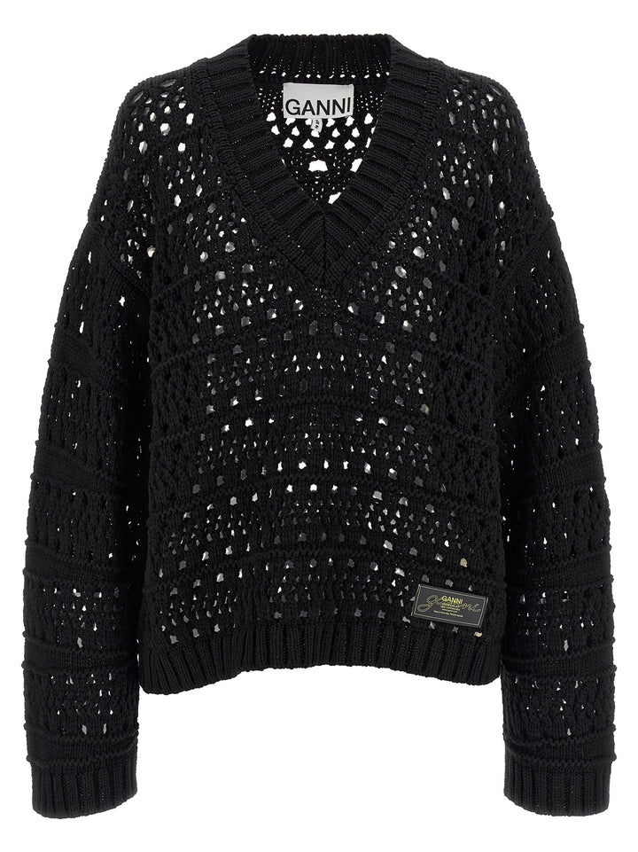 Ganni Black Cotton Cardigan