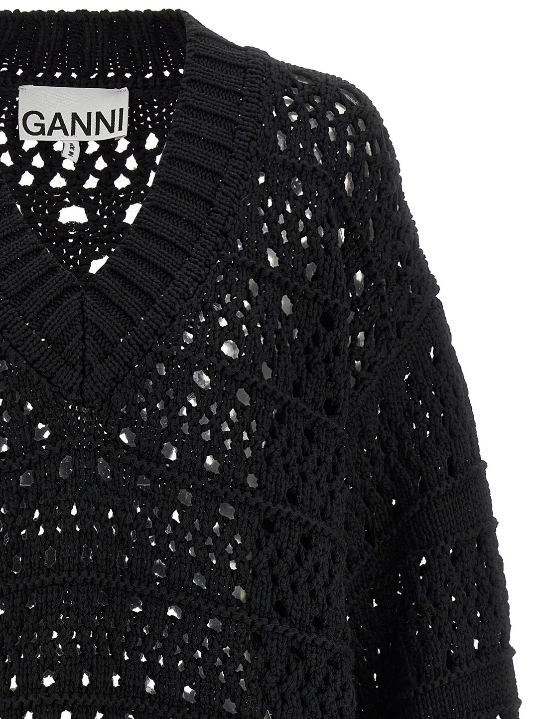 Ganni Black Cotton Cardigan
