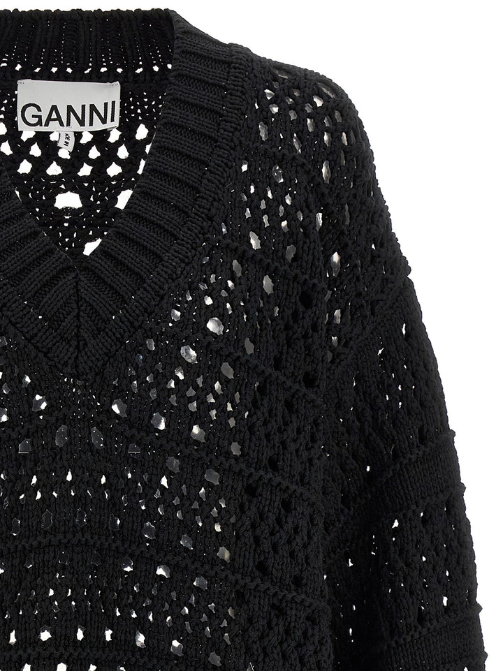 Ganni Black Cotton Cardigan