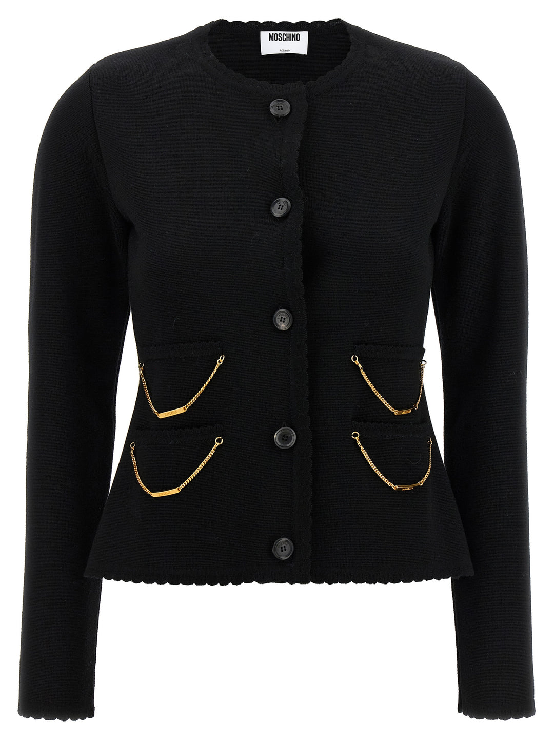 Moschino Black Virgin Wool Cardigan