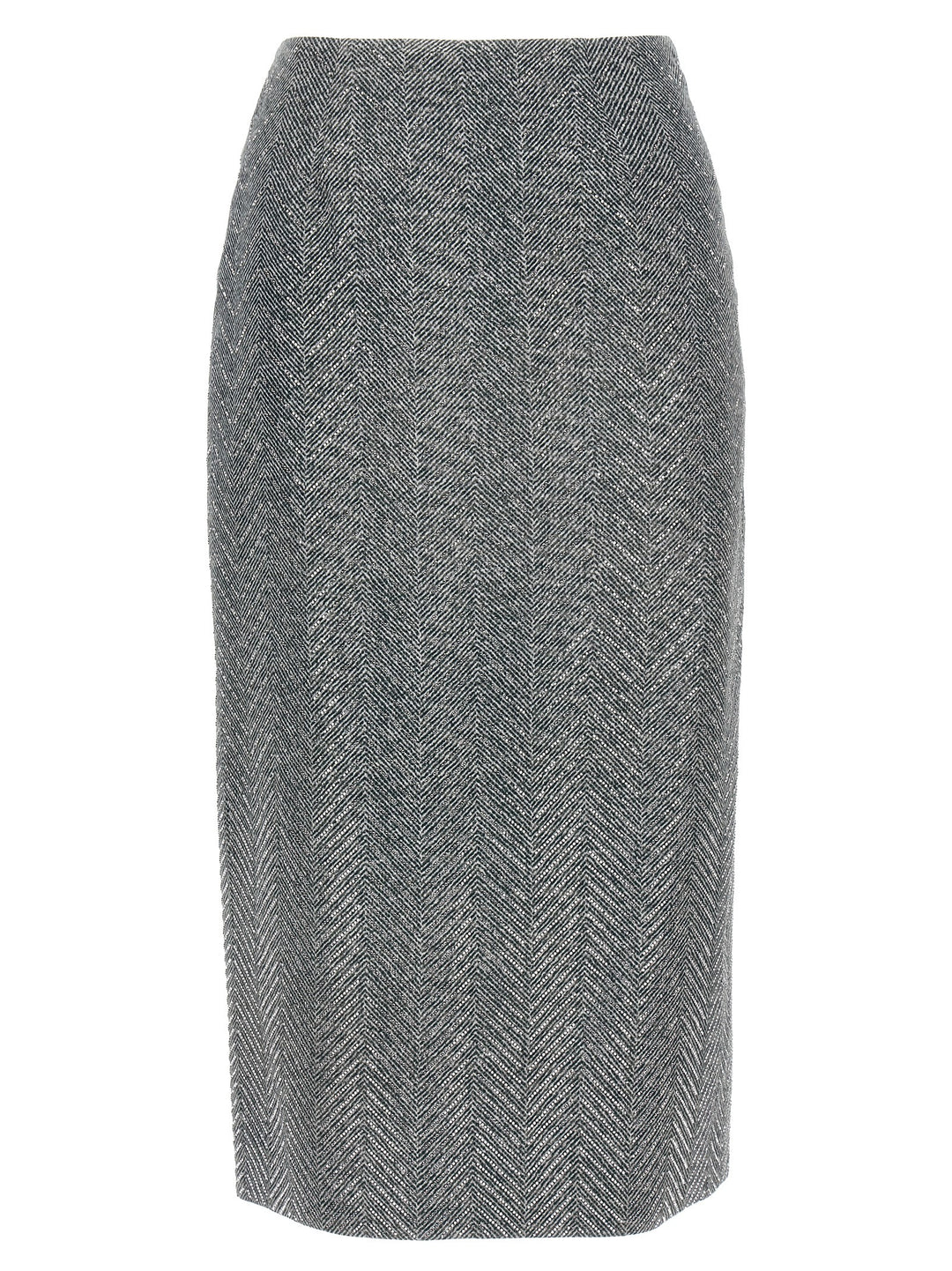 Ermanno Scervino Gray Silk Midi Skirt