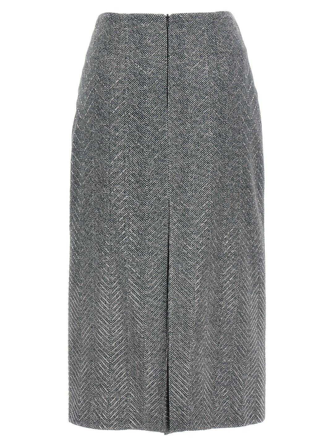 Ermanno Scervino Gray Silk Midi Skirt