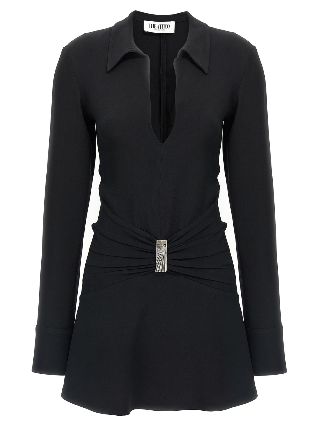 The Attico Black Marabou Short Dress