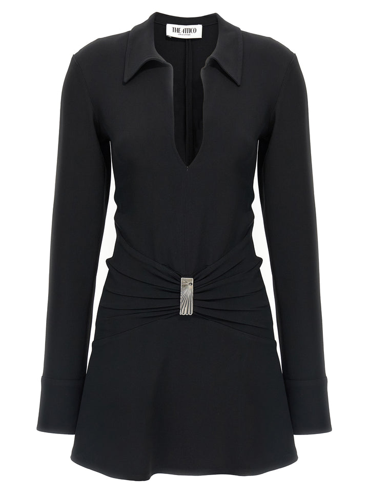 The Attico Black Marabou Short Dress