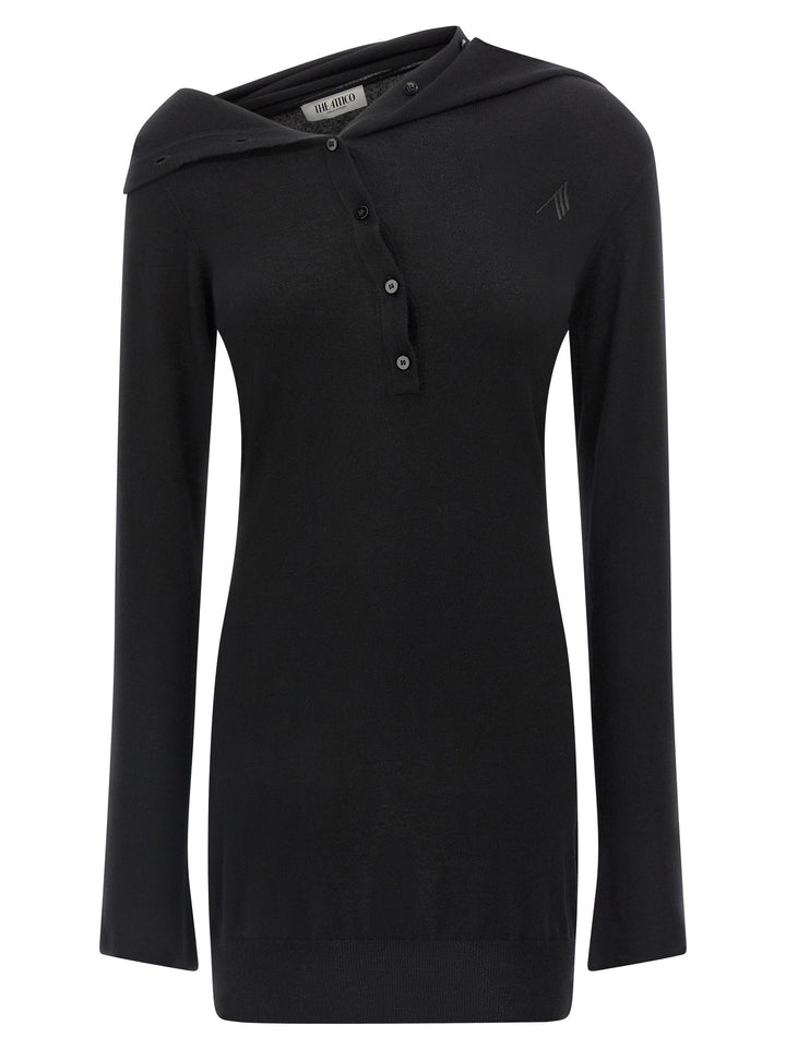 The Attico Black Virgin Wool Short Dress