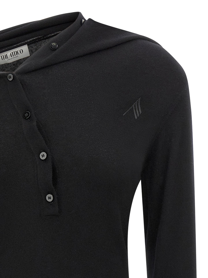The Attico Black Virgin Wool Short Dress