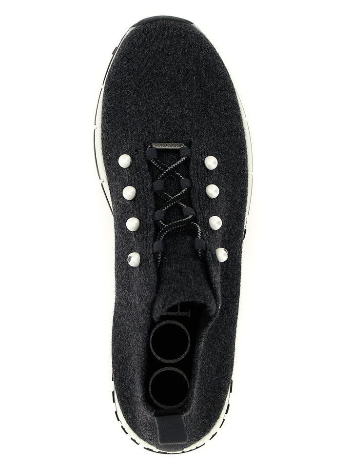 Jimmy Choo Black Tencel Low Top Sneakers