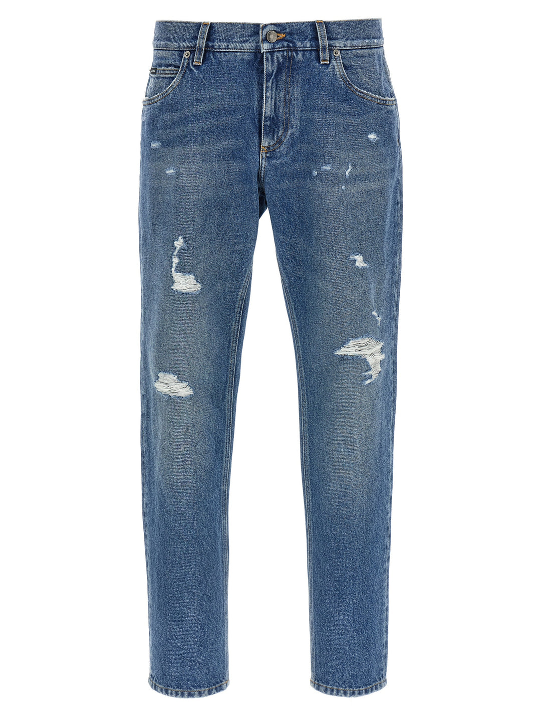 Dolce &amp; Gabbana Blue Cotton Straight-Leg Jeans