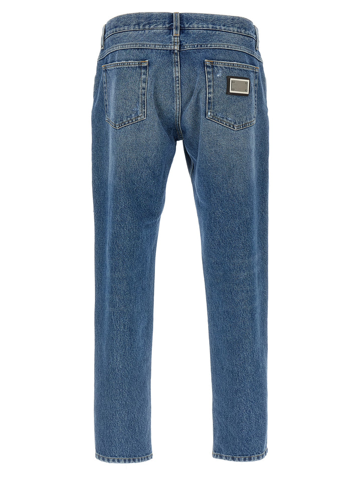 Dolce &amp; Gabbana Blue Cotton Straight-Leg Jeans