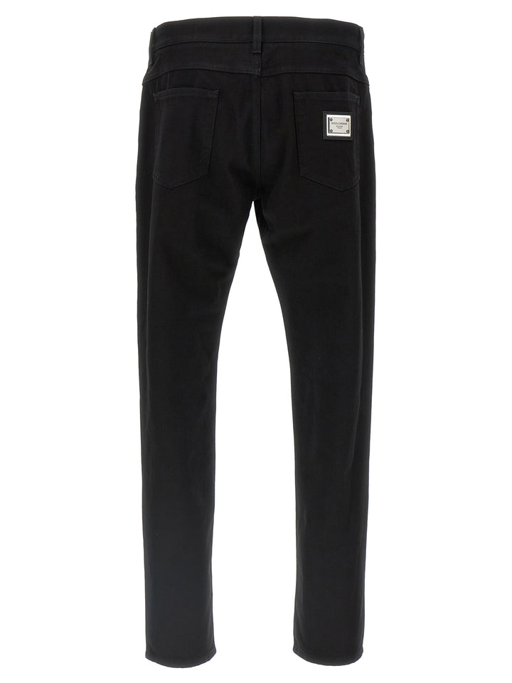 Dolce &amp; Gabbana Black Cotton Straight-Leg Jeans