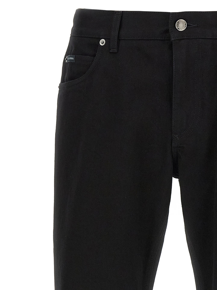 Dolce &amp; Gabbana Black Cotton Straight-Leg Jeans