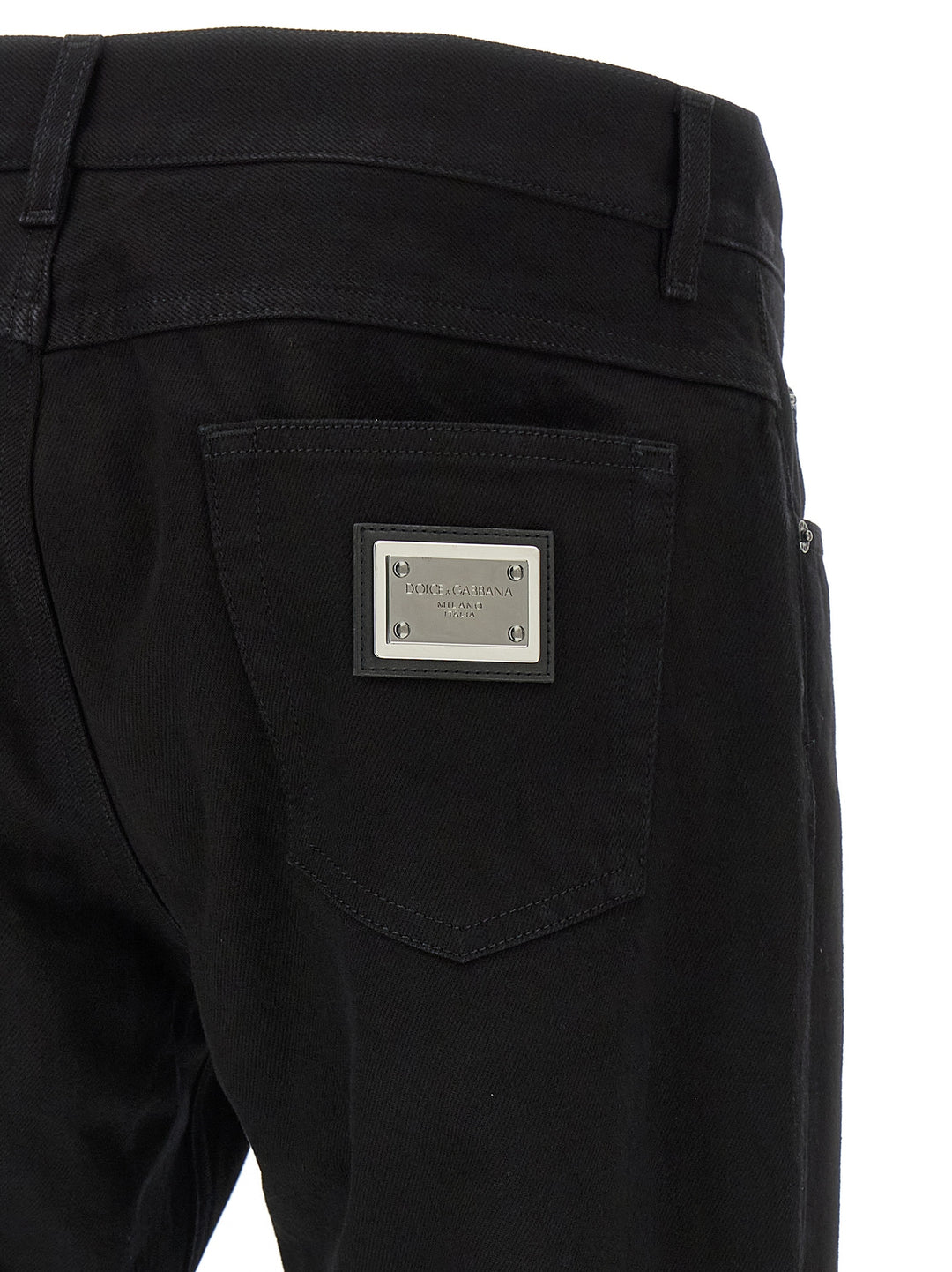 Dolce &amp; Gabbana Black Cotton Straight-Leg Jeans