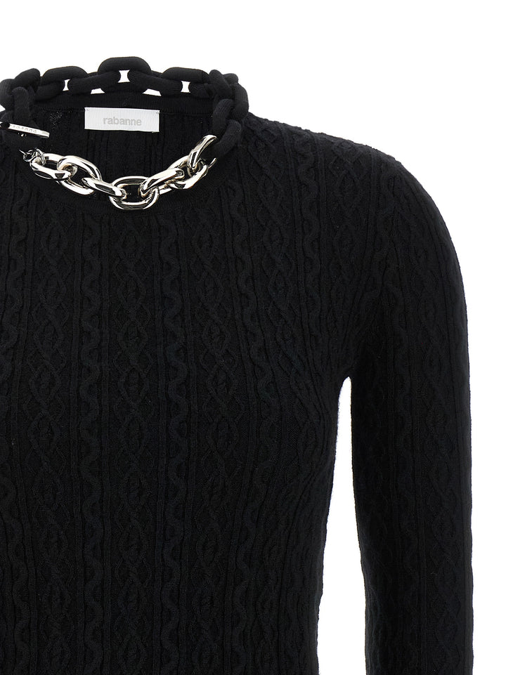 Paco Rabanne Black Wool Cardigan