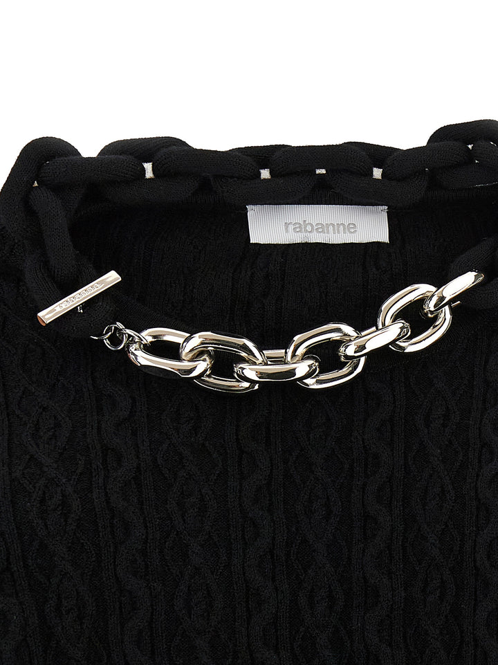 Paco Rabanne Black Wool Cardigan