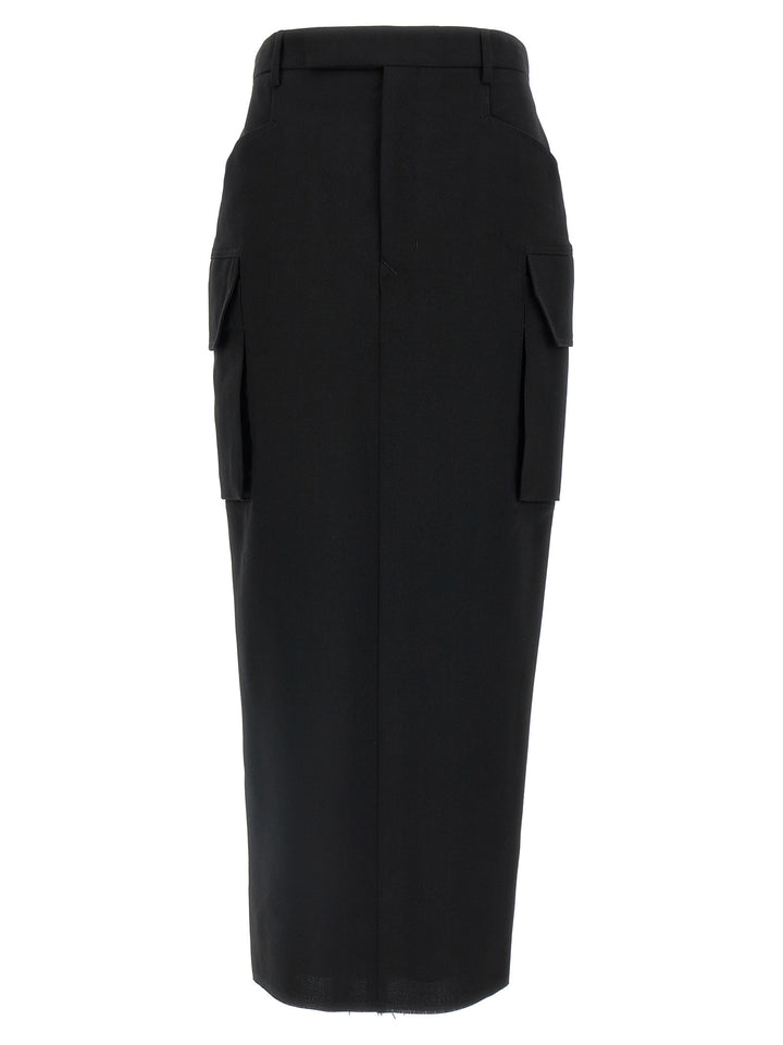 Rick Owens Black Wool Midi Skirt