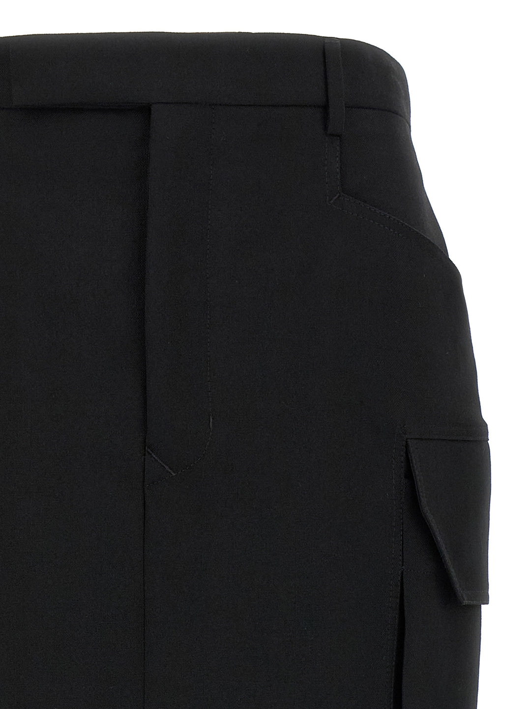 Rick Owens Black Wool Midi Skirt
