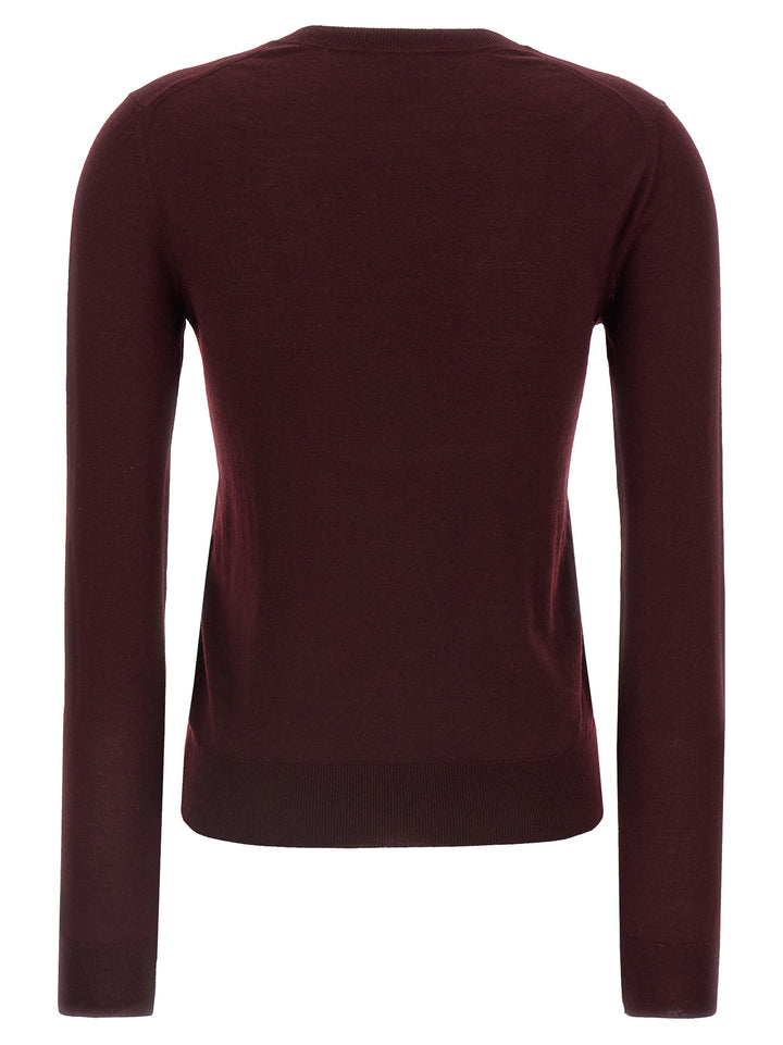 Saint Laurent Bordeaux Virgin Wool Cardigan