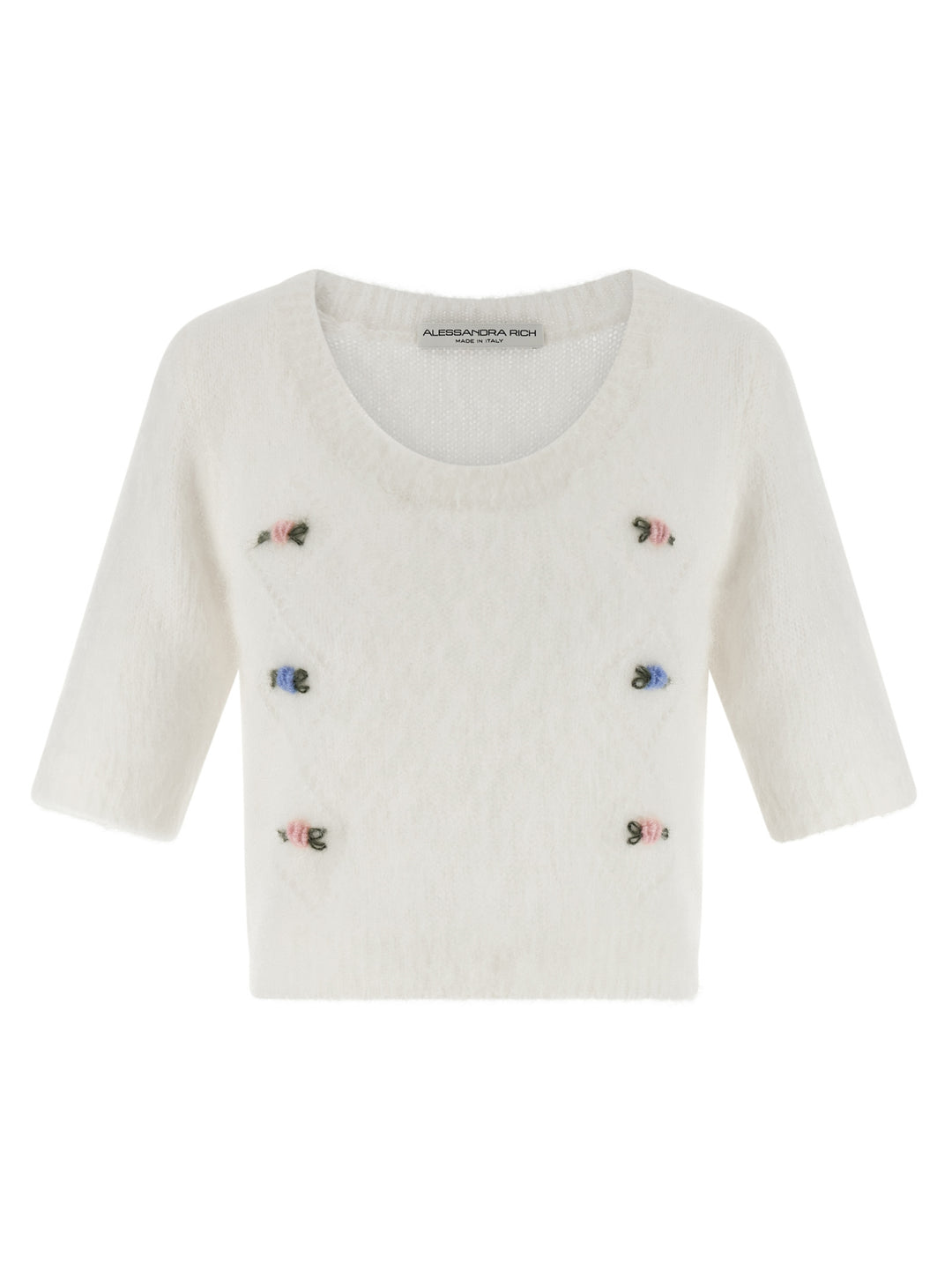 Alessandra Rich White Wool Cardigan