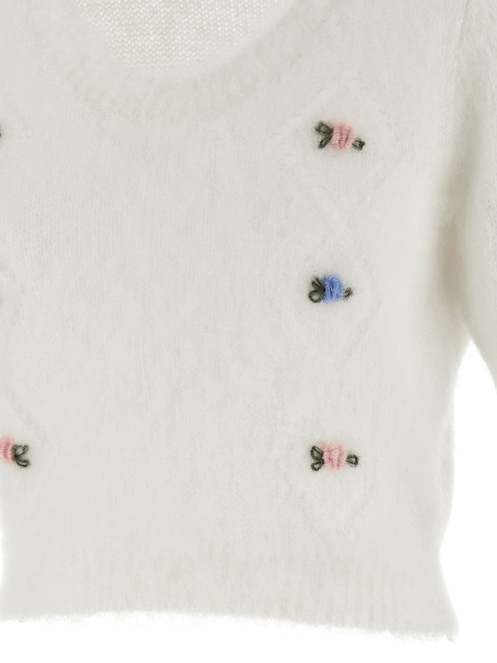 Alessandra Rich White Wool Cardigan