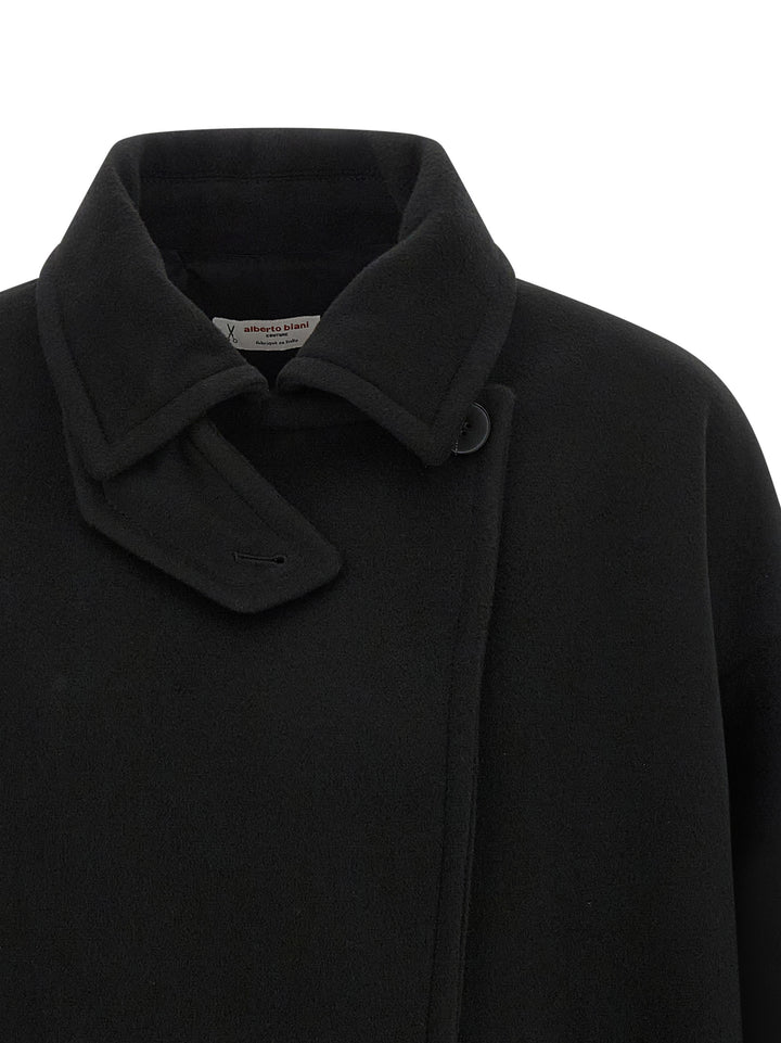 Alberto Biani Black Virgin Wool Coat