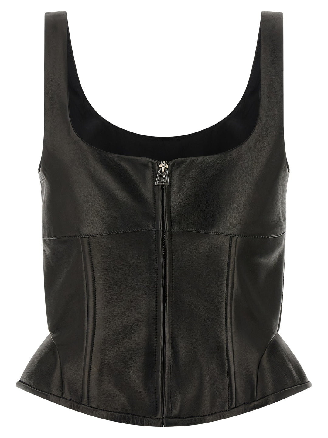 Ermanno Scervino Black Lamb Leather Tank Tops