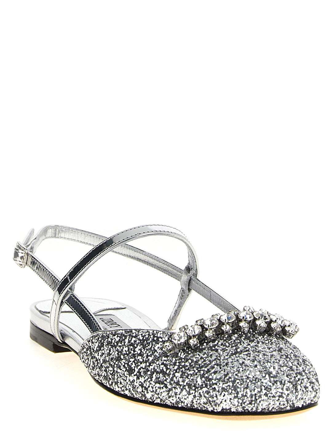 Jimmy Choo Silver Tencel Ballet Flats