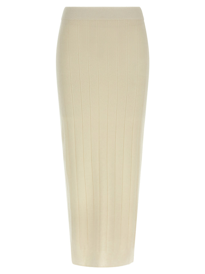 Max Mara White Cashmere Midi Skirt