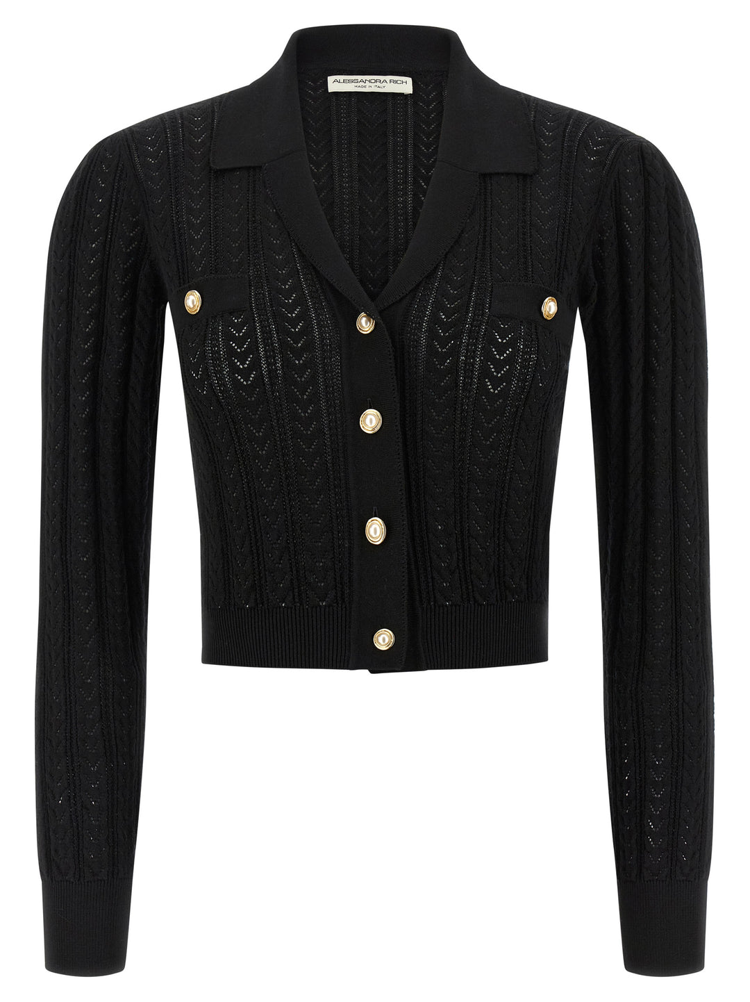 Alessandra Rich Black Cotton Cardigan