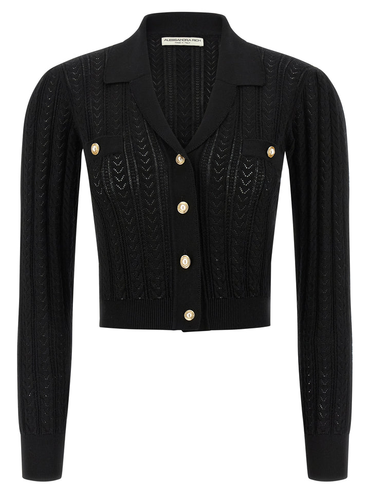Alessandra Rich Black Cotton Cardigan
