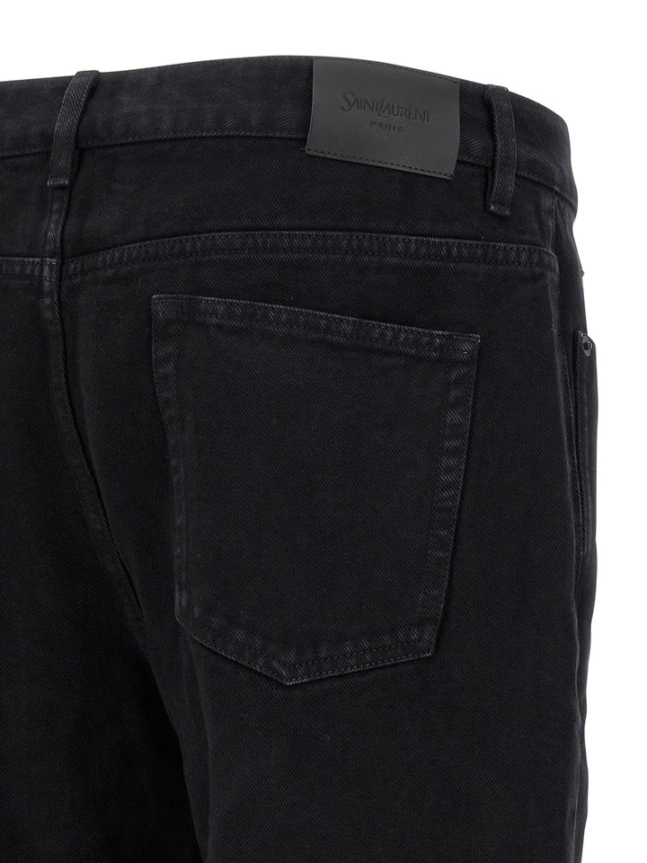 Saint Laurent Black Cotton Straight-Leg Jeans