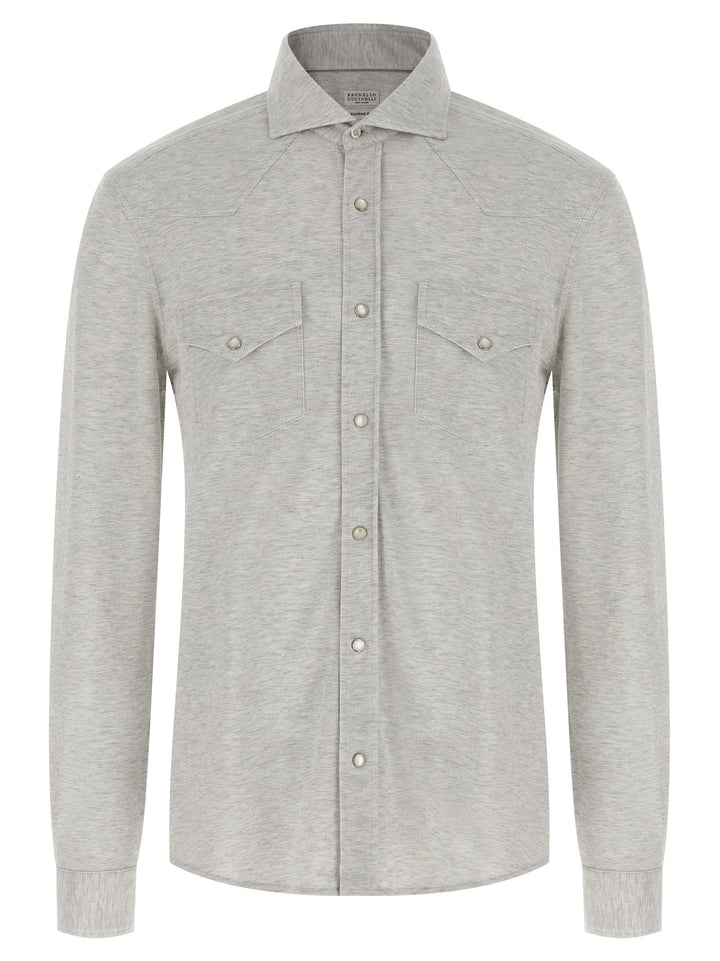 Brunello Cucinelli Gray Cotton Blouse