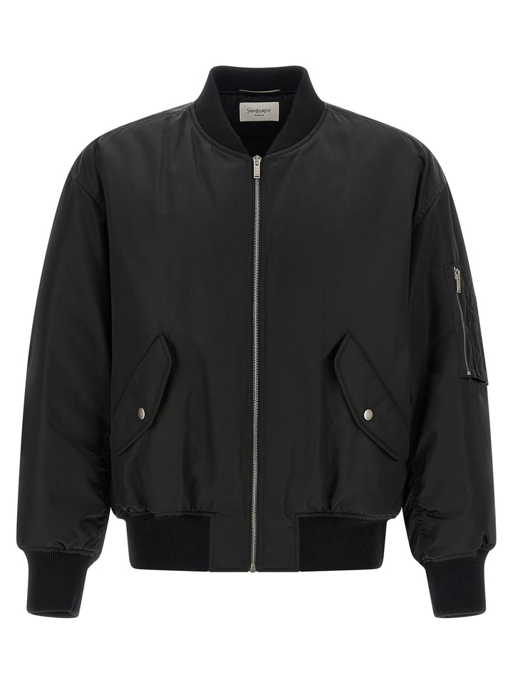 Saint Laurent Black Polyamide Bomber