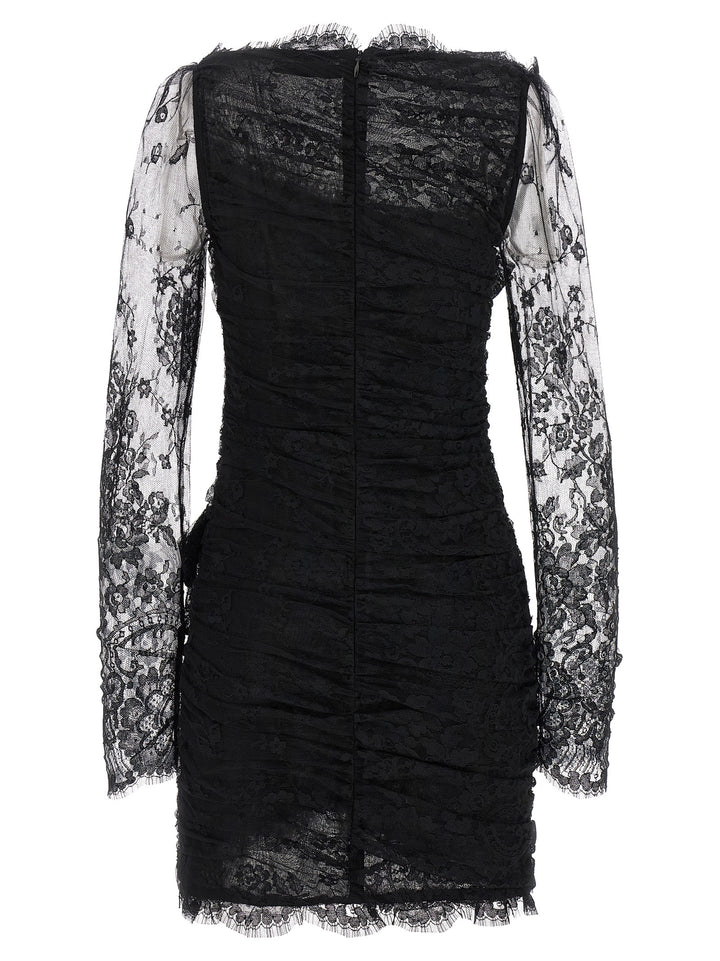 Alessandra Rich Black Organic Cotton Short Dress