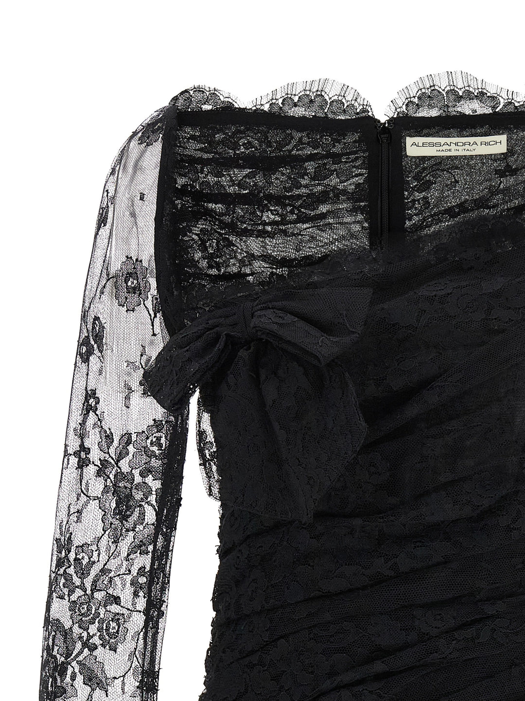 Alessandra Rich Black Organic Cotton Short Dress