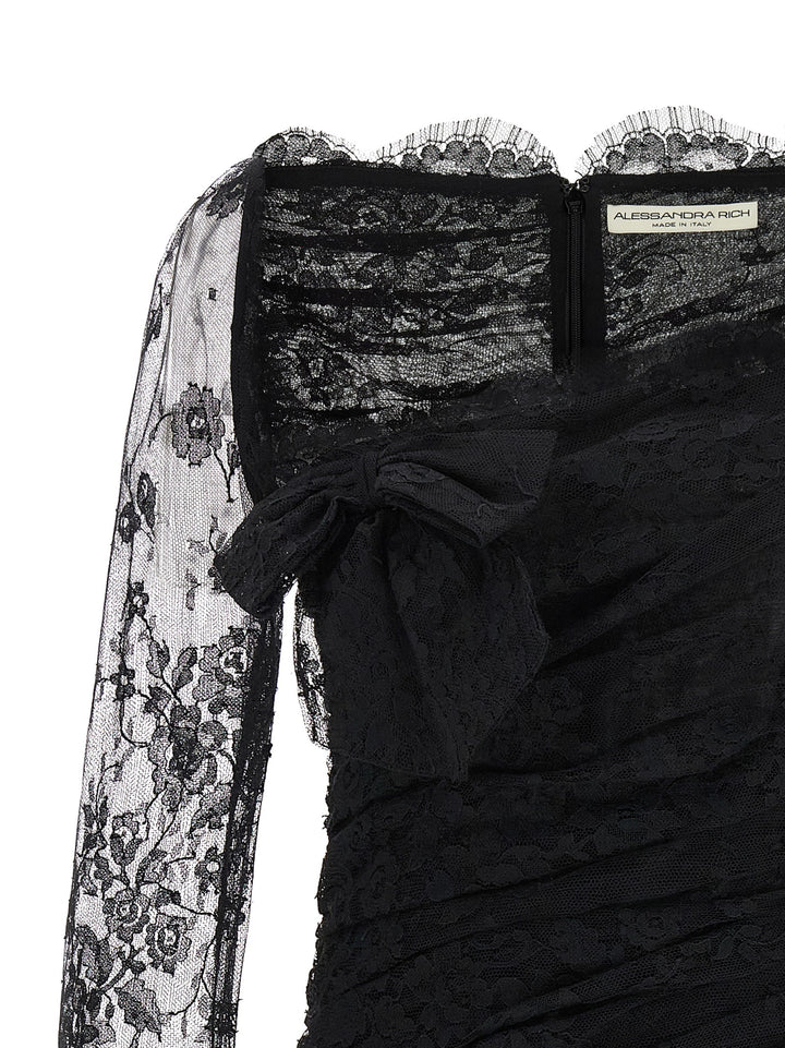 Alessandra Rich Black Organic Cotton Short Dress