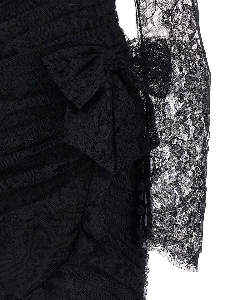 Alessandra Rich Black Organic Cotton Short Dress