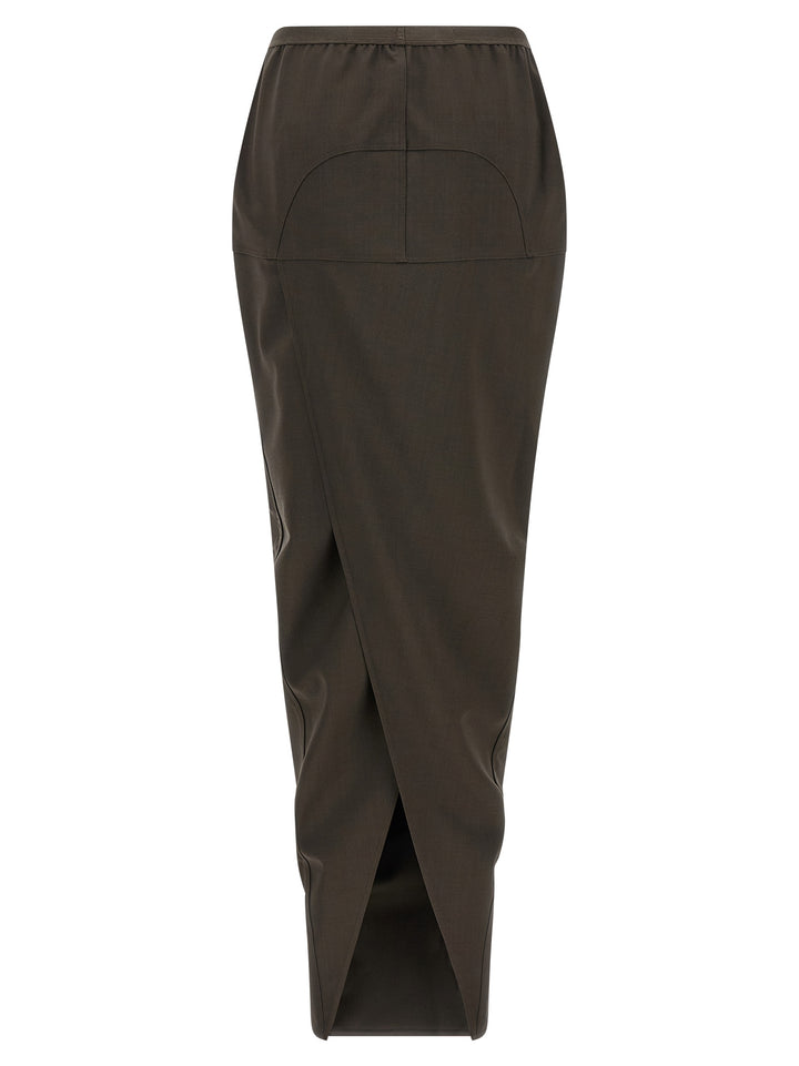Rick Owens Gray Wool Mini Skirt