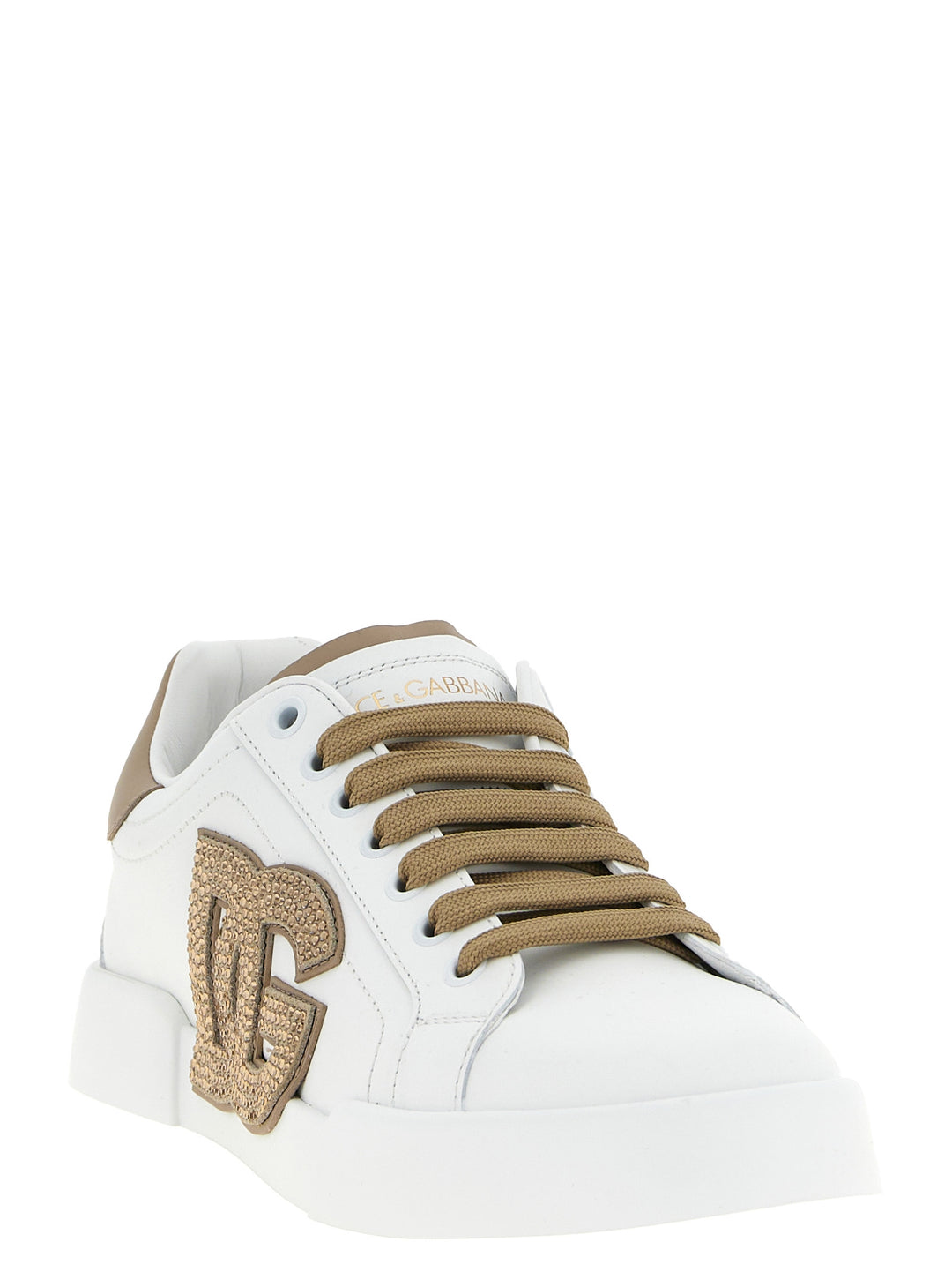 Dolce &amp; Gabbana Beige Calfskin Sneakers