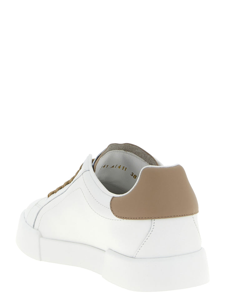 Dolce &amp; Gabbana Beige Calfskin Sneakers