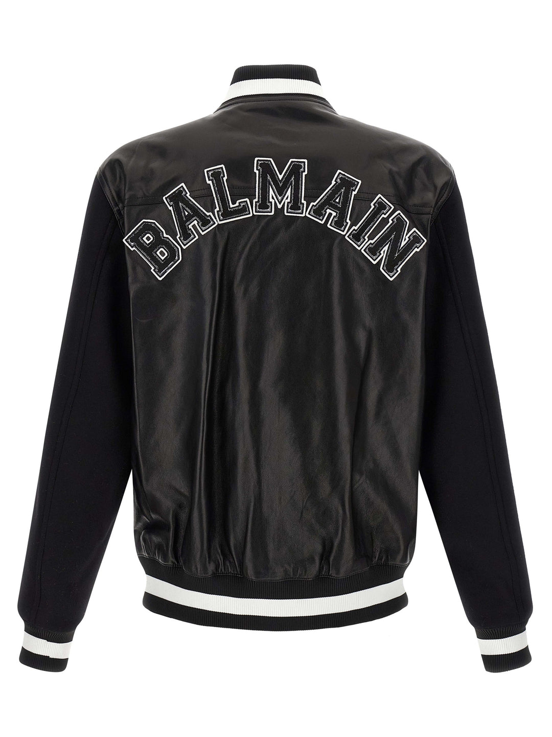 Balmain Bicolor Lamb Leather Leather Jacket