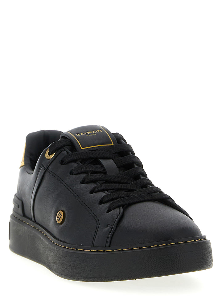 Balmain Black Lamb Leather Low Top Sneakers