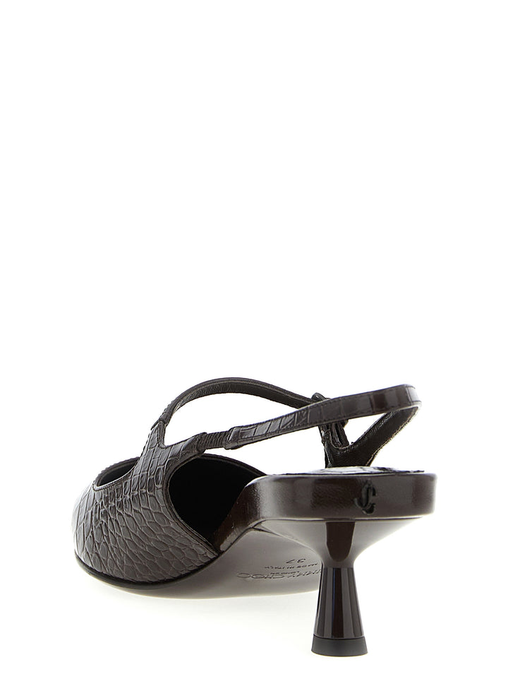 Jimmy Choo Brown Leather Mid Heel Pumps
