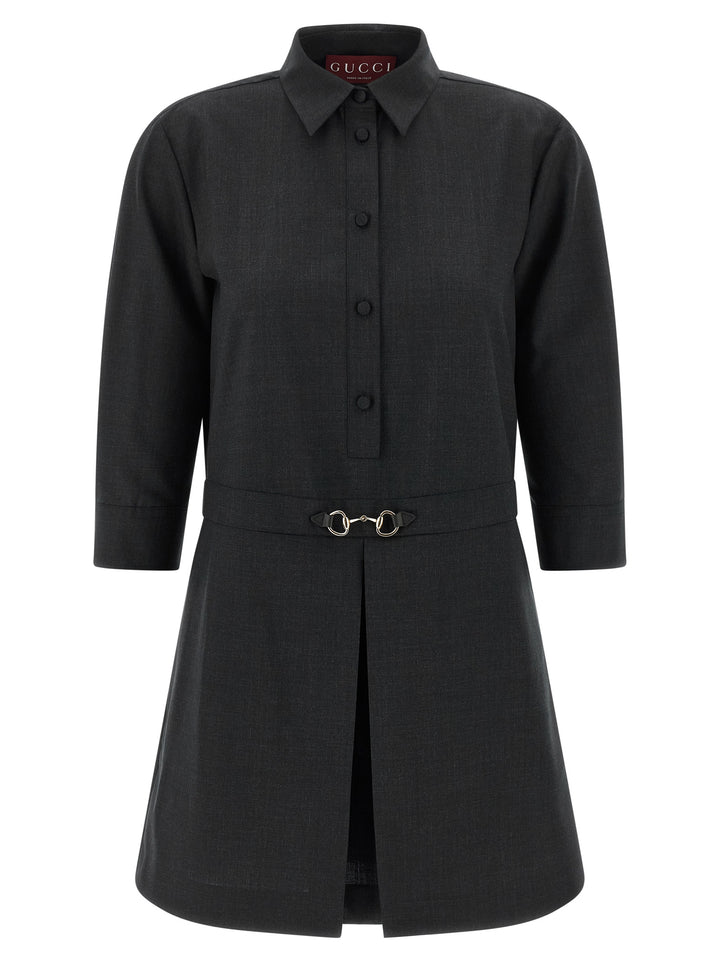 Gucci Gray Wool Short Dress