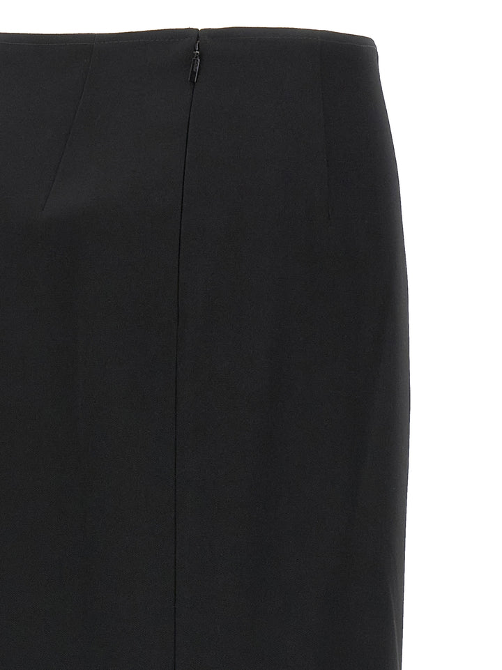 Fendi Black Virgin Wool Midi Skirt